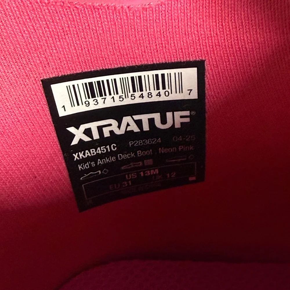 XTRATUF Ankle Deck Boot Kids 13M Neon Pink Waterproof Rubber XKAB451C Rain Boots
